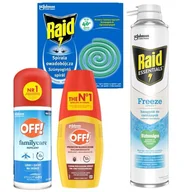 Zwalczanie i odstraszanie szkodników - SC Johnson Zestaw spirala owadobójcza i SC Johnson Spray mrożący 350 ml Raid + Aerozol na komary i płyn na kleszcze OFF! - miniaturka - grafika 1