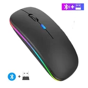 Torby na laptopy - MYSZKA BEZPRZEWODOWA SLIM LED ŁADOWANA RGB Bluetooth+USB 2.4Ghz AKUMULATOR M444021 - miniaturka - grafika 1