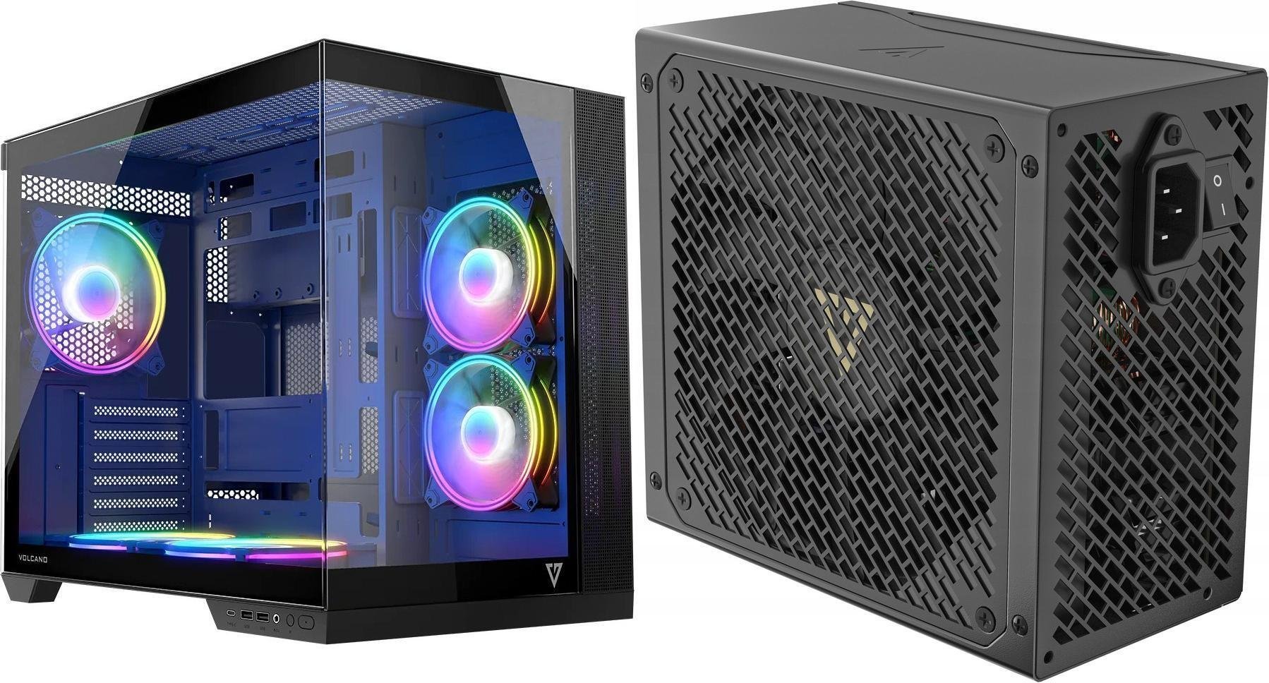 Obudowa Modecom Obudowa Modecom Volcano Panorama Apex ARGB 5F szara + Zasilacz Modecom Volcano Hex 750W Gold