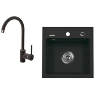 Zlewozmywaki z baterią - DEANTE Zestaw DEANTE ZQZA2103 zlew ZORBA + bateria NEMEZJA (kolor GRAFITOWY) ZQZA2103 - miniaturka - grafika 1
