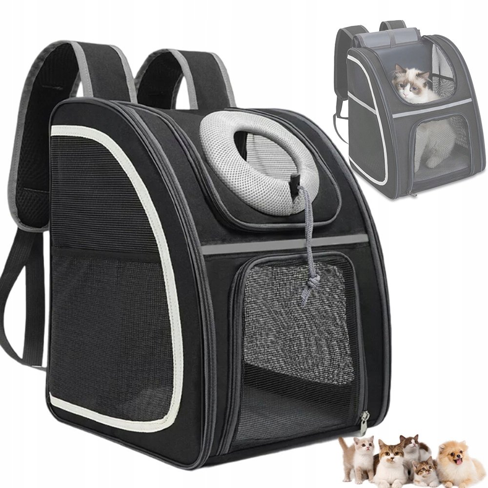 Transporter Dla Kota Psa Plecak Torba Nosidło złożeniu Czarny