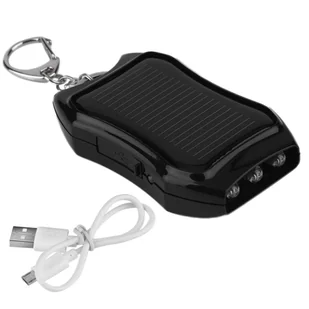 Powerbank Solarny Power Bank z latarką 1200mAh Brelok do kluczy plecaka Czarny - Powerbanki - miniaturka - grafika 1