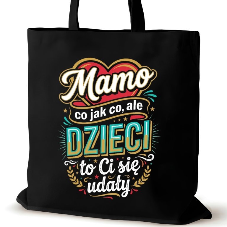 Czarna torba bawełniana dla MAMY na ramię przyjaciółki duża zakupowa