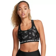 Bielizna sportowa damska - Biustonosz treningowy Under Armour Crossback Mid Print - czarny - UNDER ARMOUR - miniaturka - grafika 1