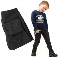 Legginsy - Ocieplane Getry chłopięce Długie legginsy Spodnie Grafitowe 152 - miniaturka - grafika 1