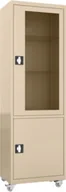Meble i wyposażenie gabinetów medycznych - MDW/1k.1015 mobilna szafa lekarska 1-skrzydłowa 2-komorowa beżowa na kołach - miniaturka - grafika 1