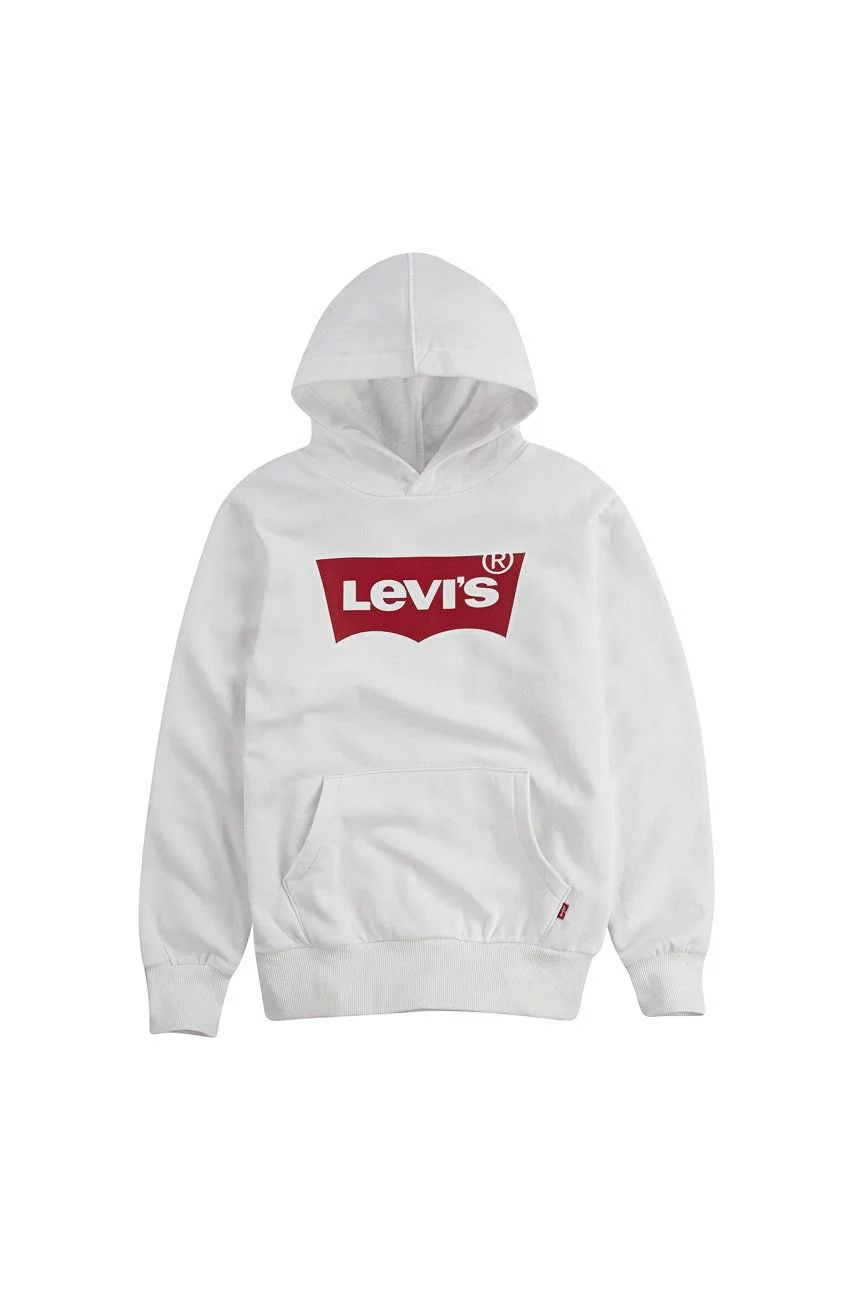 Levi's Levi's Bluza dziecięca kolor biały z kapturem z nadrukiem