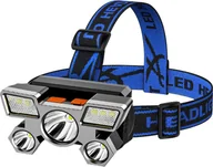 Latarki - Akumulatorowa latarka czołowa LED, superjasna latarka czołowa USB, wodoodporna, lekka latarka czołowa IPX46, 4 tryby światła, do biwakowania, wędkowania, na zewnątrz, biegania, turystyki pieszej - miniaturka - grafika 1