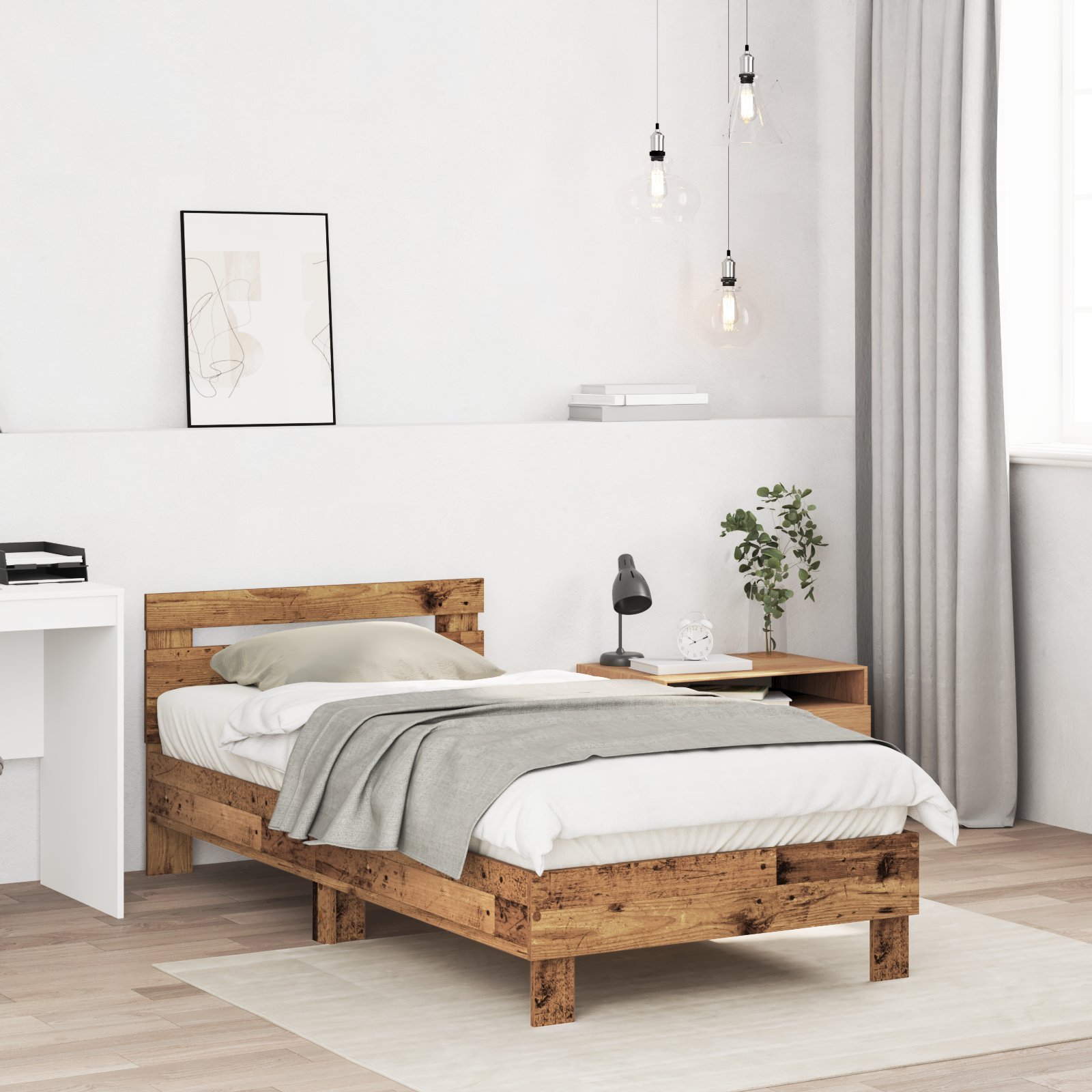 vidaXL Rama łóżka ze starego drewna 90x190 cm - Stworzona z drewna inżynieryjnego