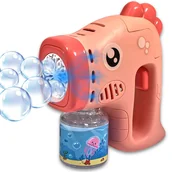 Bańki mydlane - Pistolet na bańki mydlane różowy zestaw automat - miniaturka - grafika 1