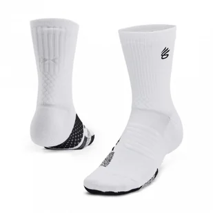 Skarpetki treningowe uniseks Under Armour Curry UA AD Playmaker 1p Mid - białe - Skarpetki damskie - miniaturka - grafika 1