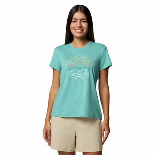 Damska koszulka szybkoschnąca Columbia Sloan Ridge Graphic SS Tee teal/find your trail - S - Koszulki i topy damskie - miniaturka - grafika 1