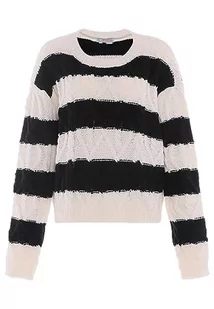 Libbi Damski sweter z dzianiny WOLLBIAŁY CZARNY M/L, wełniany biały czarny, M - Swetry damskie - miniaturka - grafika 1