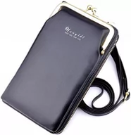 Torebki damskie - Listonoszka Kopertówka Torebka Na Telefon Czarna - miniaturka - grafika 1