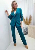 Komplety damskie - ELEGANCKI DAMSKI GARNITUR GARSONKA KOSTIUM KOMPLET 48 TURKUS - Inny producent - miniaturka - grafika 1