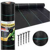 Agrowłókniny - AGROTKANINA 160G 0,8x50m PREMIUM UV 3% AGROWŁÓKNINA CZARNA MATA + KOŁKI - miniaturka - grafika 1