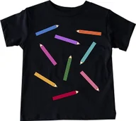 Koszulki dla dziewczynek - CZARNA Koszulka w kredki na DZIEŃ KREDKI W PRZEDSZKOLU DZIEŃ KREDKI - miniaturka - grafika 1