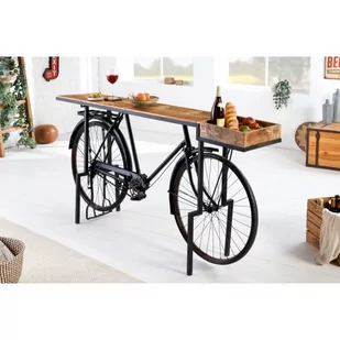 Konsola rowerowa 195cm drewno mango czarna 42103 - Konsole i sekretarzyki - miniaturka - grafika 1