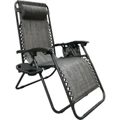 Leżaki ogrodowe - Saska Garden Saska Garden Leżak Ogrodowy Składany Grawitacyjny 175x52/65x110cm Szary 1032276 - miniaturka - grafika 1