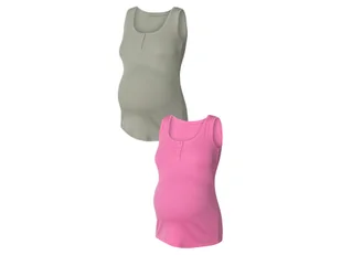 esmara® Topy ciążowe z bawełną organiczną, 2 sztuki (M (40/42), Zielony/ różowy) - Bluzki ciążowe - miniaturka - grafika 1