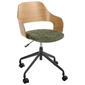 Fotele i krzesła biurowe - Beliani Krzesło obrotowe NOVATO Len syntetyczny Zielony - miniaturka - grafika 1