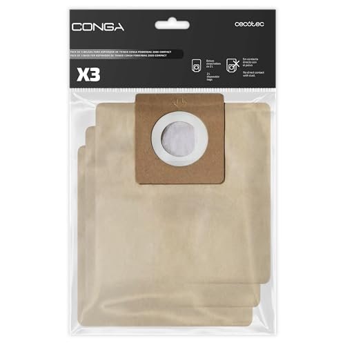 Cecotec Zestaw 3 worków do odkurzacza Conga PowerBag 2000 Compact, zawiera 3 worki kompatybilne z Conga Powerbag 2000 Compact