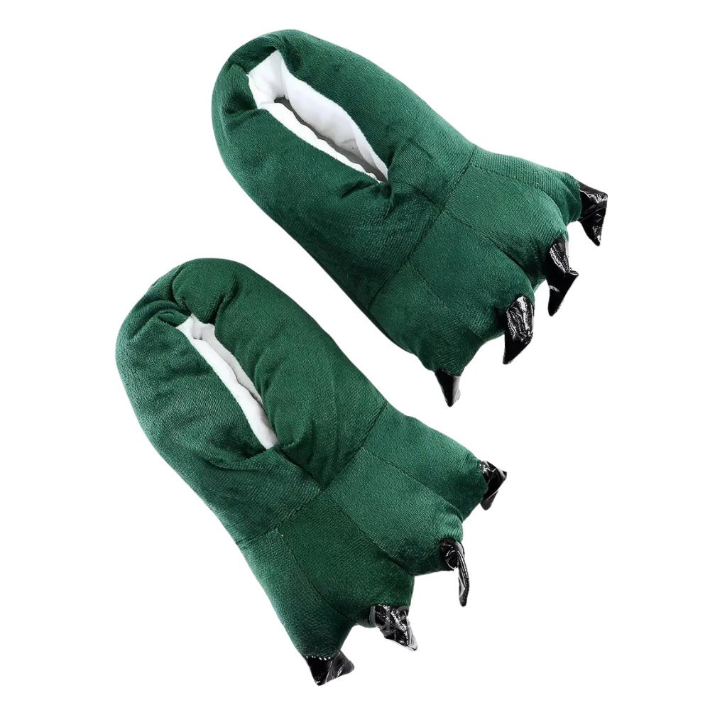 Miękkie Kapcie Dziecięce Łapy 3D Zielone z Pazurami 27-32