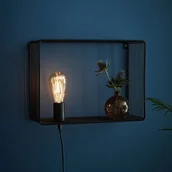 Lampy ścienne - Markslojd Shelf 107814 Kinkiet oprawa ścienna 1x60W E27 czarny - miniaturka - grafika 1