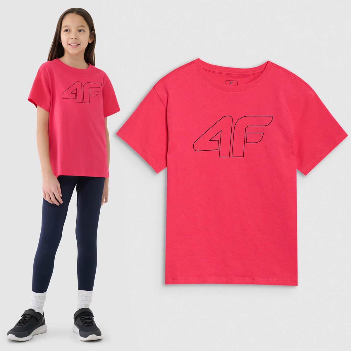 Koszulka Dziewczęca 4F T-shirt Oversize Różowa 4FJWSS25TTSHF2327 Różowy 140