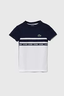 Koszulki dla chłopców - Lacoste t-shirt dziecięcy kolor granatowy z nadrukiem - grafika 1