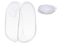 Pojemniki na zabawki - Kosz Na Bieliznę Zabawki Z Siatki Składany Biały - miniaturka - grafika 1