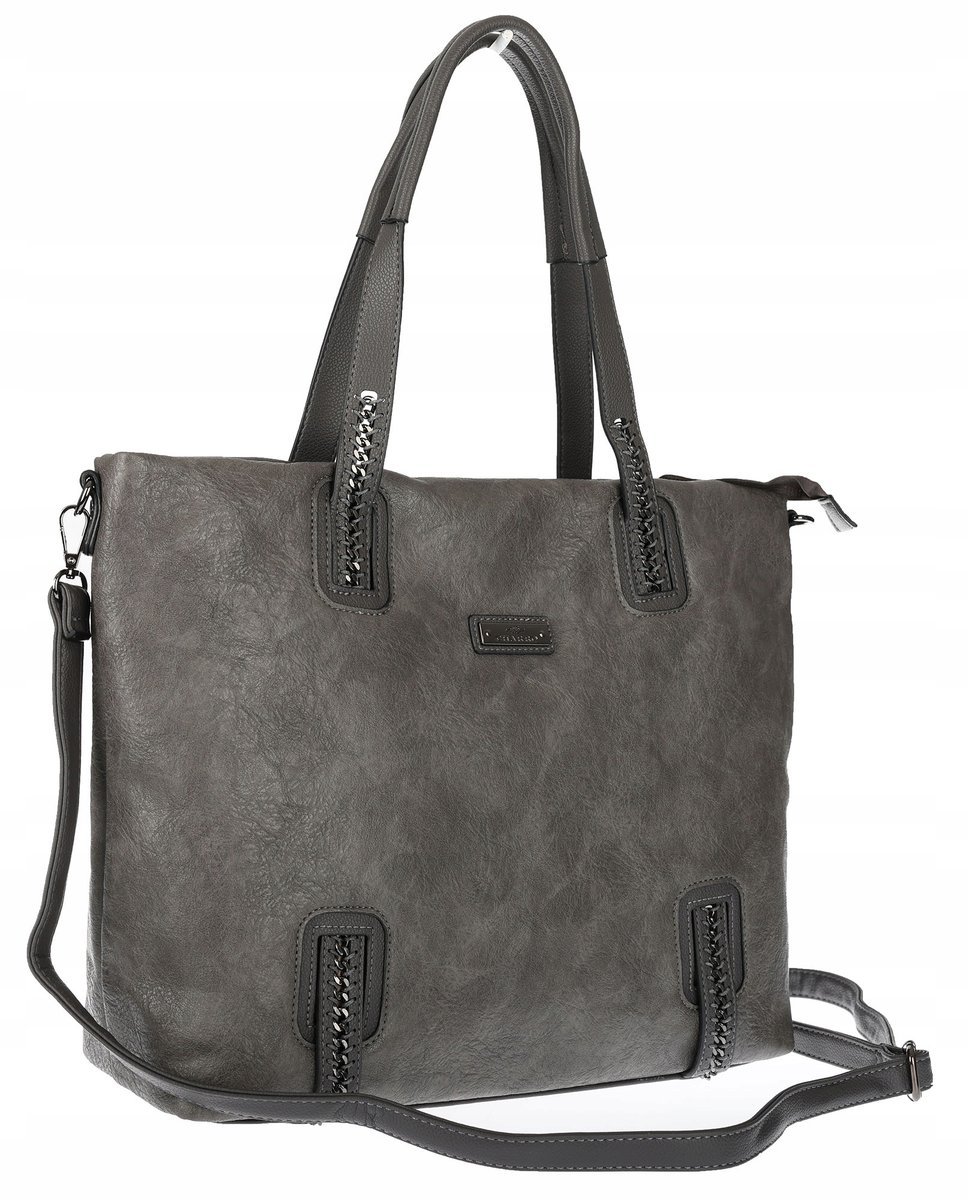 Torebka damska shopper A4 elegancka torba duża do pracy CH6687 Szara