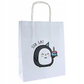 Akcesoria do pakowania - torba papierowa z nadrukiem STO LAT torebka na urodziny 18x8x22 Pingwinek - miniaturka - grafika 1