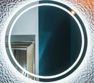 Lustra - Lustro łazienkowe Luna Plus okrągłe z oświetleniem LED fi 60 cm IP 44 z piaskowaniem BD art - miniaturka - grafika 1