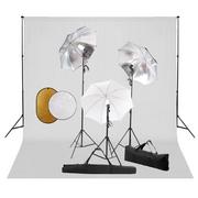 Lampy studyjne - vidaXL Zestaw studyjny Zestaw studyjny z lampami parasolkami tłem i blendami 3067090 - miniaturka - grafika 1
