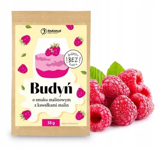 KruKam Budyń o smaku malinowy z kawałkami malin 38g bez dodatku cukru - Szybkie dania obiadowe - miniaturka - grafika 1