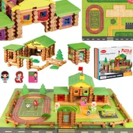 Klocki - Duży Zestaw Klocków Puzzle Drewniane Do Budowy Szkoły Ogrodzenie Figurki - miniaturka - grafika 1