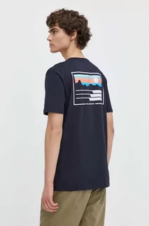 Koszulki męskie - Quiksilver t-shirt bawełniany męski kolor granatowy z nadrukiem - grafika 1