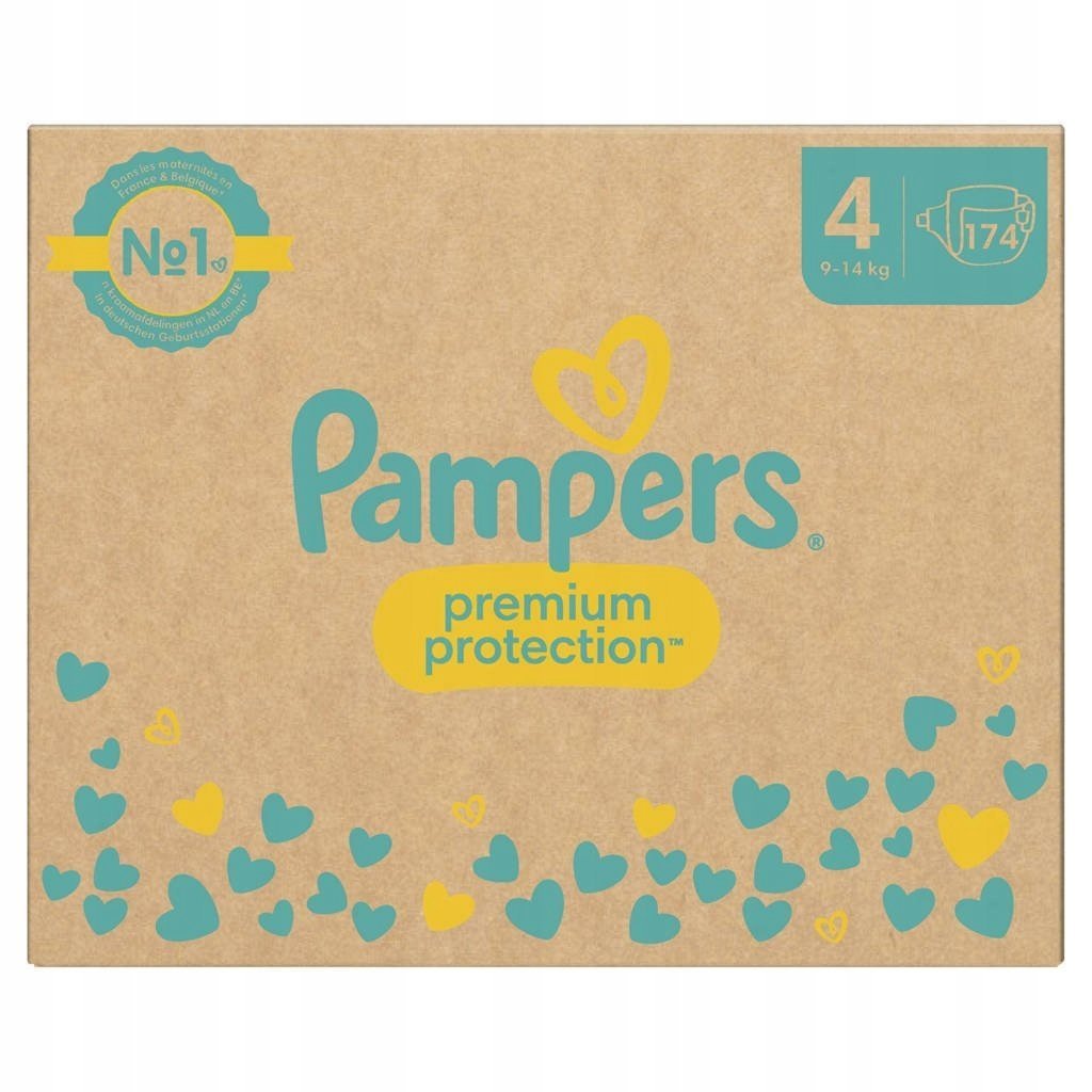 PAMPERS PREMIUM PROTECTION wygodne chłonne Pieluszki roz 4 9-14 KG 174szt