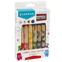 Kredki ołówkowe + temperówka Jumbo Starpak 6 kolorów - Przybory szkolne - miniaturka - grafika 1