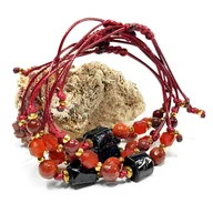 Bransoletki - Czarny turmalin, karneol, czerwony jaspis i hematyt bransoletka - miniaturka - grafika 1