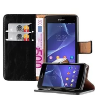Etui i futerały do telefonów - Cadorabo cador Abo  Luxury Book Style etui do Sony Xperia Z1 mini/Compact  Case Cover pokrowiec ochronny etui z funkcją stojaka i kieszeń na kartę, grafitowo-czarny DE-107526 - miniaturka - grafika 1