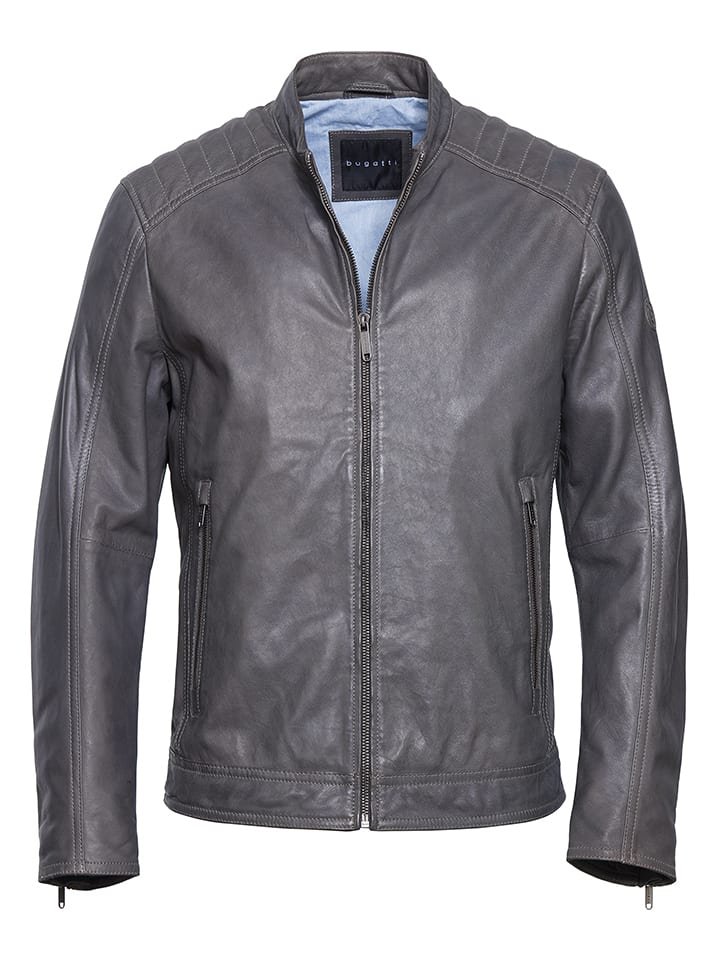 Bugatti Skórzana kurtka w kolorze szarym
