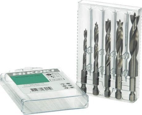 HiKOKI Wiertło Zestaw wietreł do drewna CV 5-PCS 4/5/6/8/10mm, chwyt 6-kąt 1/4