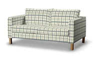 Pokrowce na meble - Dekoria pl pl Pokrowiec na sofę Karlstad 2-osobową nierozkładaną krótki ecru tło niebieska kratka 165 x 89 x 64 cm Avinon 5901249137616 - miniaturka - grafika 1