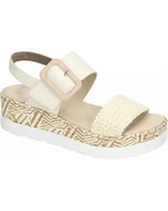 Sandały damskie - SANDAŁY RIEKER - 910182-08 BEŻ - Rieker - miniaturka - grafika 1