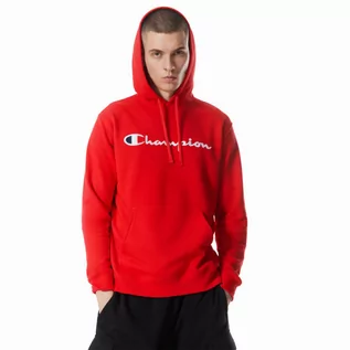 Koszulki sportowe męskie - Męska bluza dresowa nierozpinana z kapturem Champion Legacy Hooded Sweatshirt - czerwona - CHAMPION - grafika 1