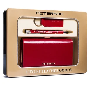 Zestaw prezentowy: duży, skórzany portfel damski, brelok i długopis — Peterson - Gadżety dla niej i dla niego Zestaw prezentowy: duży, skórzany portfel damski, brelok i długopis — Peterson - Gadżety dla niej i dla niego - miniaturka - grafika 1