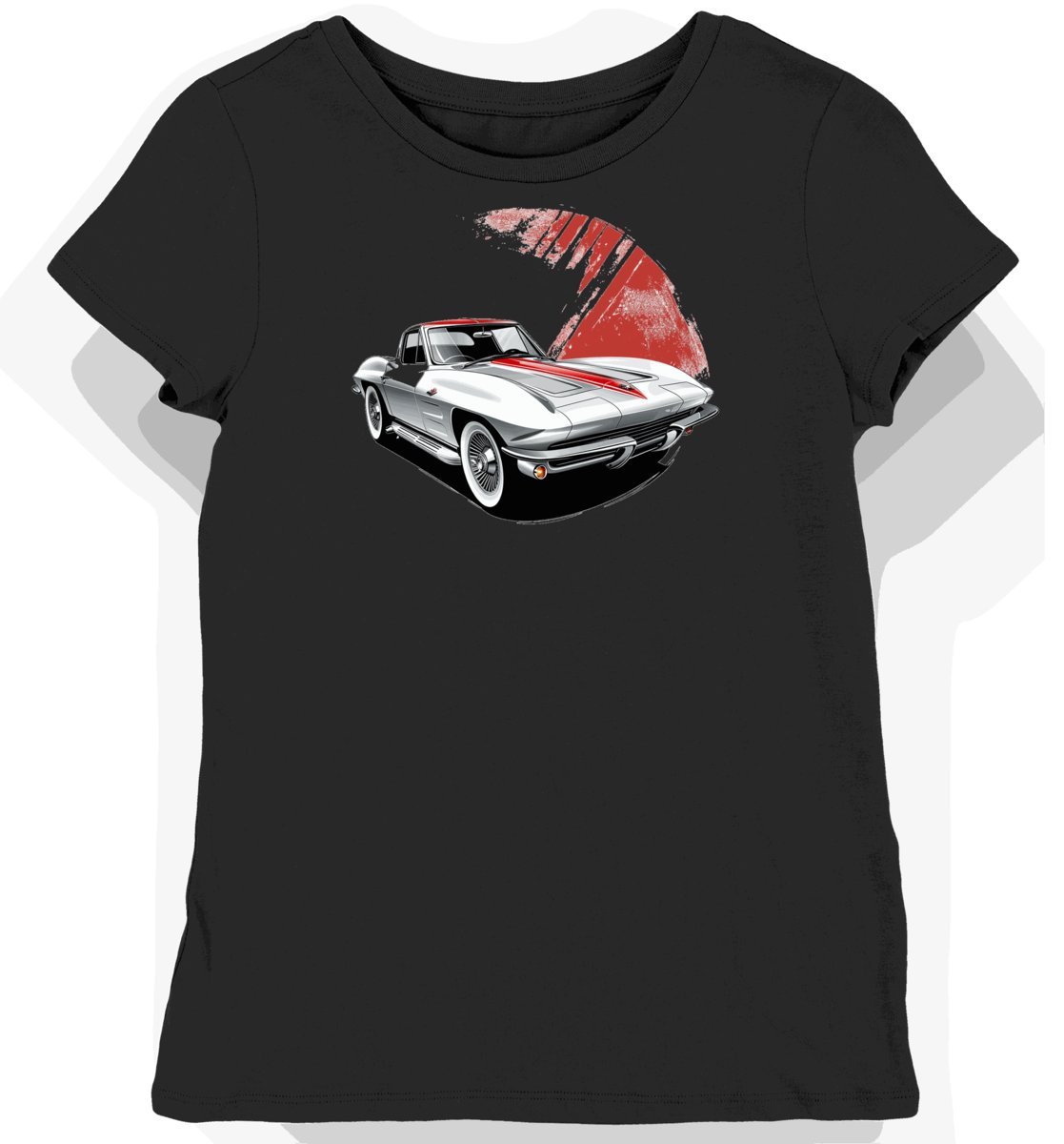 Koszulka damska czarna z klasycznym stylem Corvette 1963 XXL