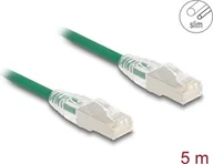 Kable miedziane - Kabel sieciowy Delock RJ45 kat. 6A męski-męski z wygiętą końcówką blokującą U/FTP Slim 5 m zielony (80368) - miniaturka - grafika 1